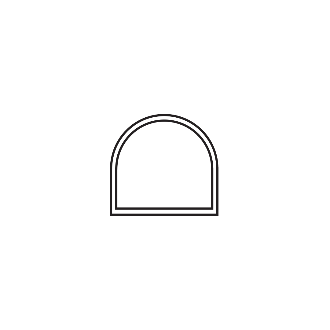 Extended leg half round picture window line drawing