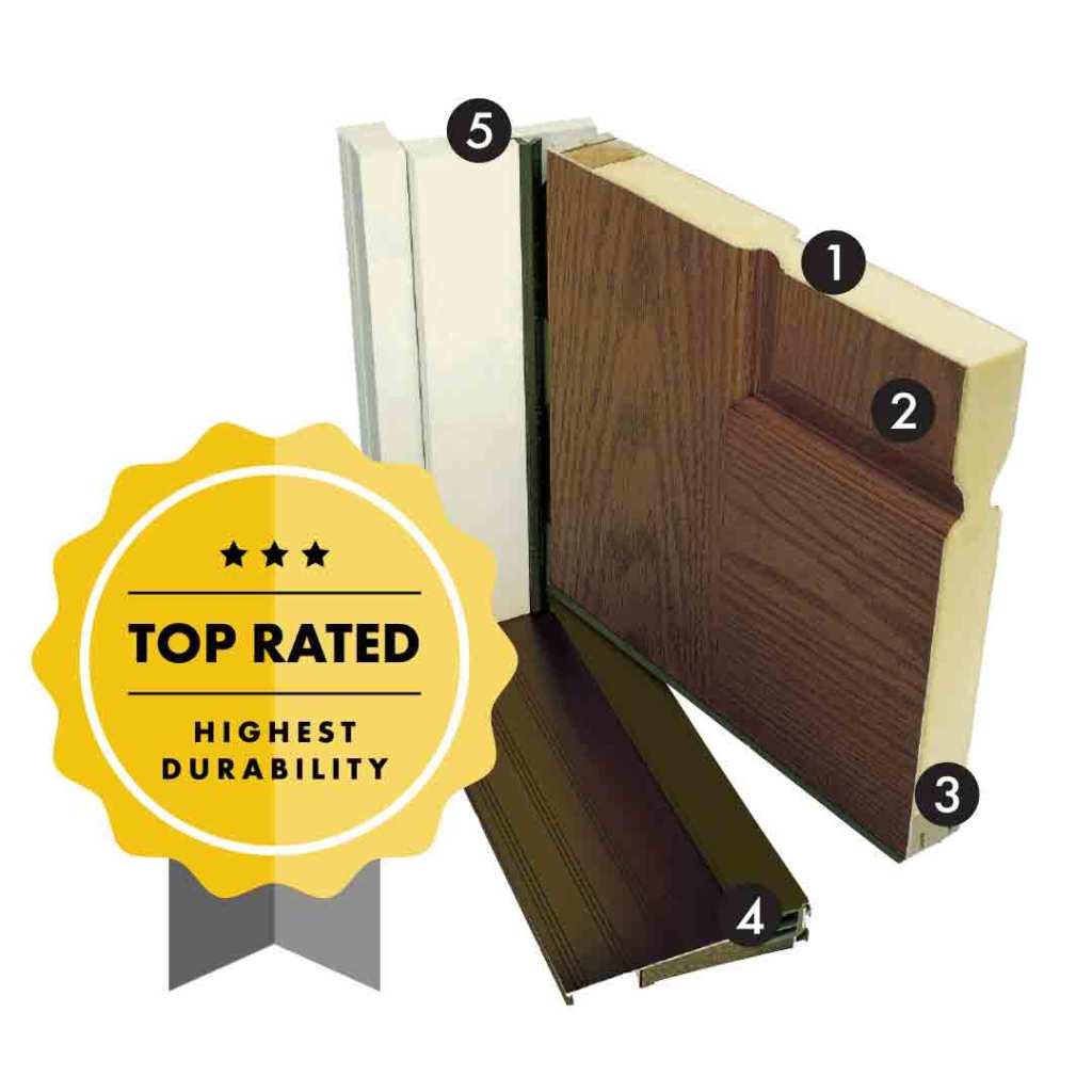 Cutaway of a fiberglass entry door