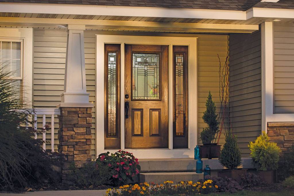 Display of entry door styles and finishes