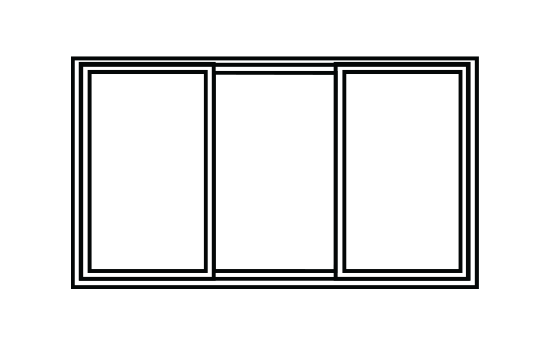 A black line illustration of a 1/3 sliding window.