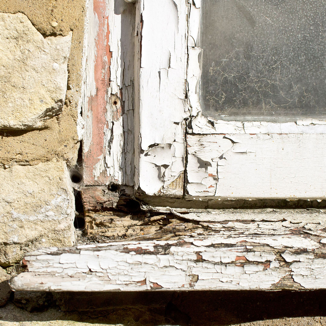 Rotting Window Frame old window frame rotting, paint chipping