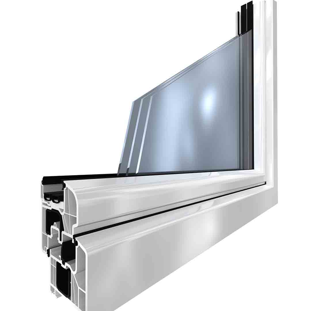 Triple Pane Window (inside view) close up rendering of triple pane glass