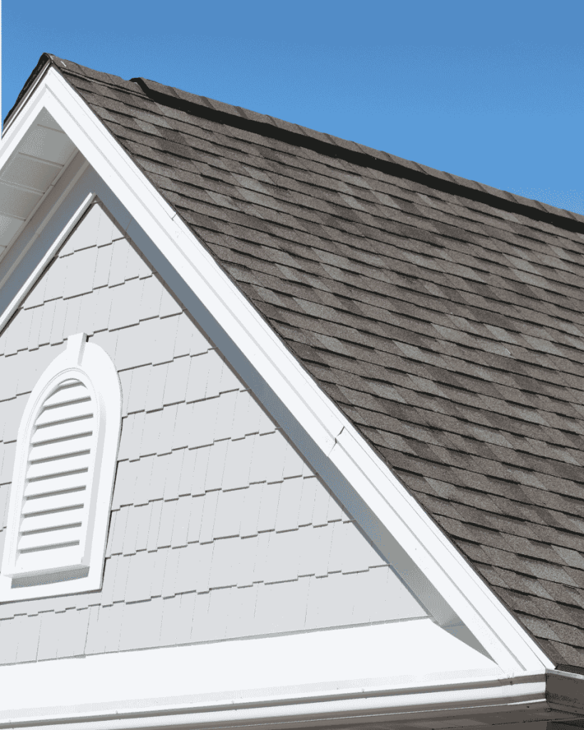 Close up shot of roof exterior where the attic is located.