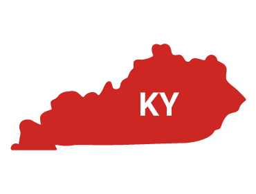 A filled in image of the state of Kentucky.