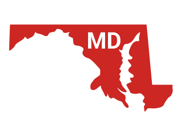 A filled in image of the state of Maryland.