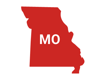 A filled in image of the state of Missouri.