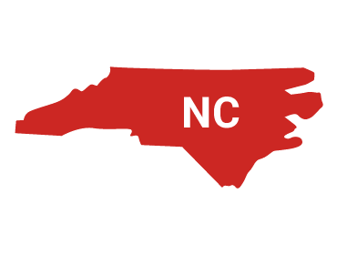 A filled in image of the state of North Carolina.