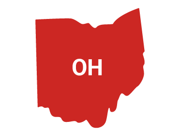 A filled in image of the state of Ohio.