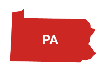 A filled in image of the state of Pennsylvania.