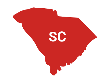 A filled in image of the state of South Carolina.