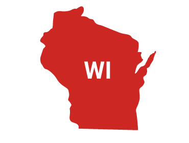 A filled in image of the state of Wisconsin.