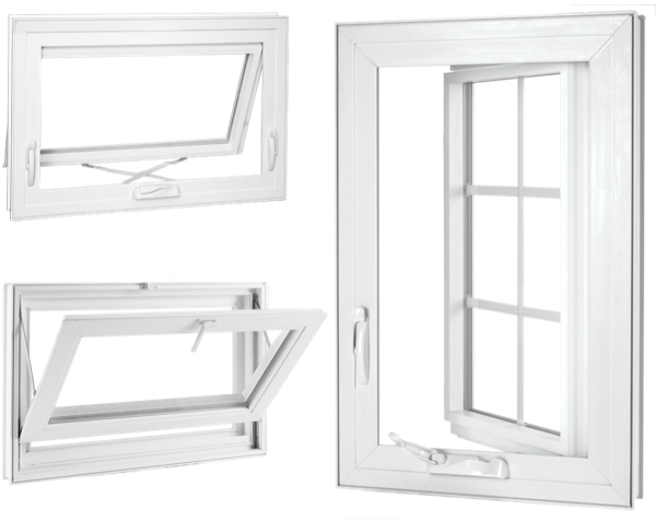 Casement, awning, and hopper window styles