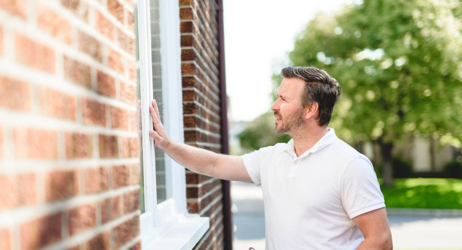 Man looking at window